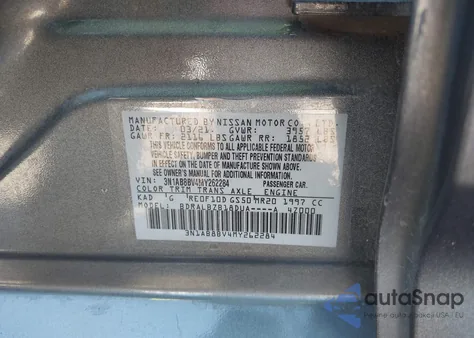 2021 Nissan Sentra S Xtronic Cvt z USA, uszkodzony, nr VIN 3N1AB8BV4MY262284